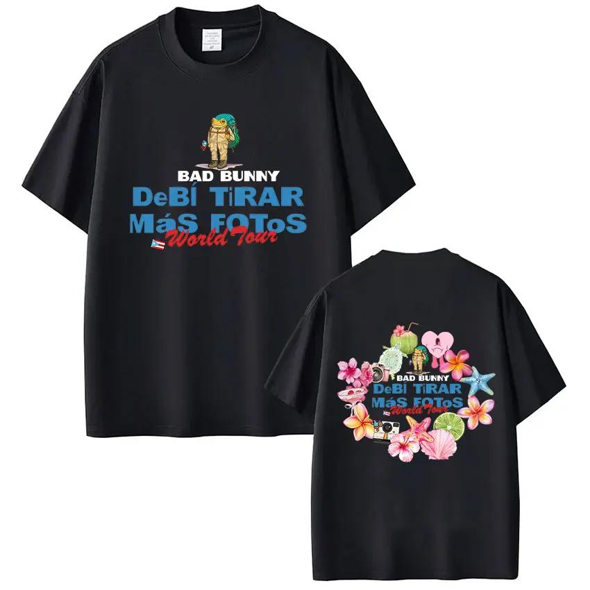 Raper Bad Bunny Debi Tirar Mas Fotos DTMF World Tour Koszulki Męskie Damskie Moda Vintage Hip Hop Krótki Rękaw Koszulki Streetwear