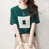 Women's Clothing Printing Simplicity Pullovers Geometric Round Neck Solid Color Short Sleeve Loose Fashion Casual T-Shirt