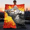1pc Cat Power Outdoor Personalized Flannel Blanket, Soft, Lightweight Personalized Flannel Blanket, Digital Printing,