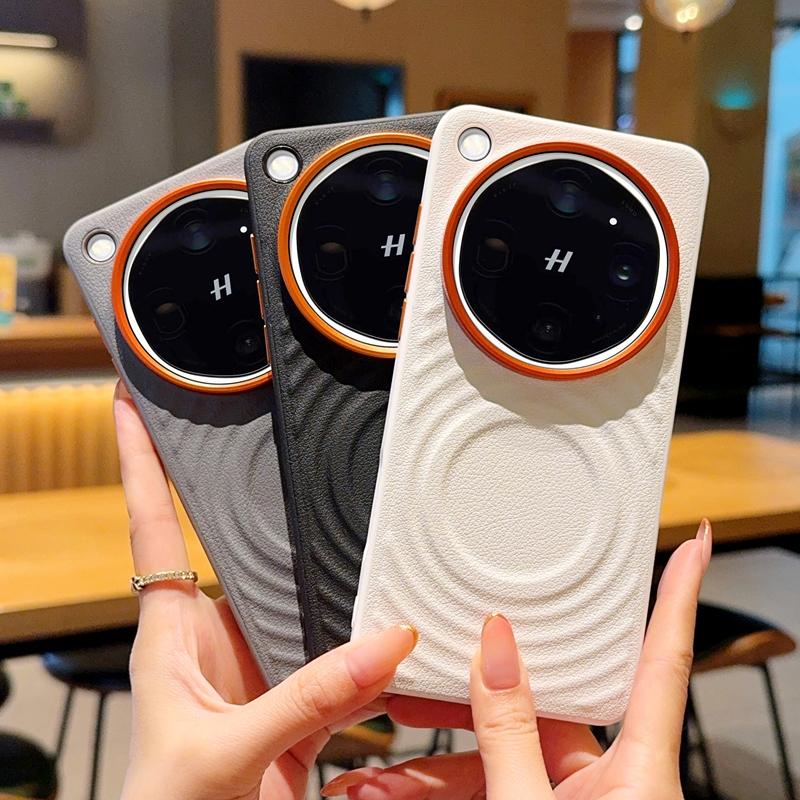 Luxury Ripple Pattern PU Leather Skin Case For Oppo Find X9 Ultra and X9s Pro Magnetic Dropproof Protection Alloy Lens Cover