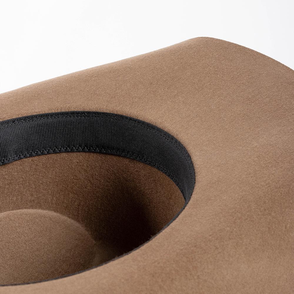 100% Wolle Konkave Form Zylinder Mode Gürtelschnalle Dekorative Wollige Locken Breitere Krempe Fedora Hut Unisex Western Cowboy Praktische Anwendung