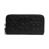 Accordion Wallet 19 Zipper Closure Logo Embossed Cow Leather Card Holder Wallet Women's Black