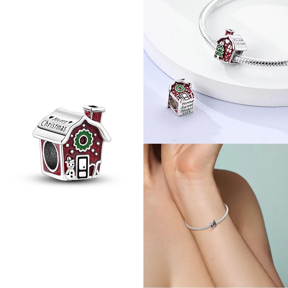 Original Charms 925 Silver Red Santa Claus White Snowman Snowflakes Gift Boots Beads Fit Bracelet Jewelry Women Diy