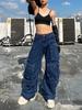 Autumn 2025 Women's High-Waisted Wide-Leg Jeans with Large Pockets and Casual Style