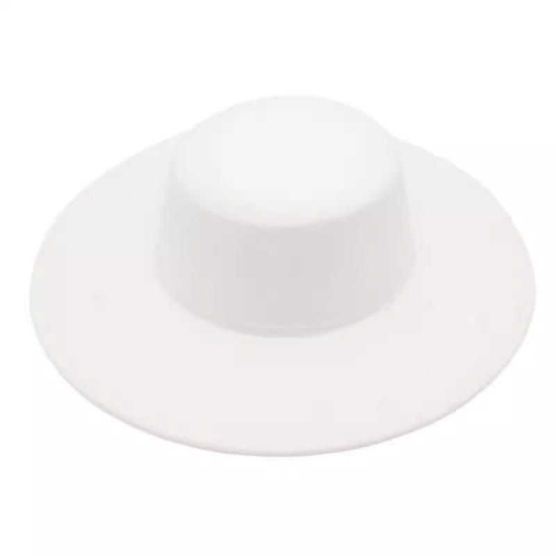 Special For Autumn And Winter Flat-Topped Woolen Top Hat, Large Brim, Versatile Felt Hat, Dame Hat, French Hepburn Style