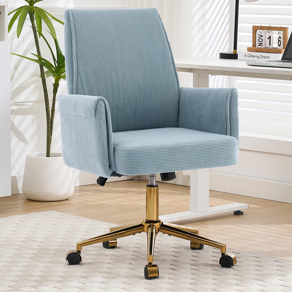 Height-adjustable Office Swivel Chair with Medium-high Backrest, Striped Cover Fabric and Ergonomic Shape. The Medium Backrest Provides Op