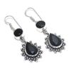 Natural Black Spinel Gemstone Handmade 925 Sterling Silver Earring 2.05" ETC-12821