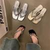 Mode Sommer Neue Mode Sandalen Strass Pantoletten mit Blockabsatz Damen Kopf mit Strandsandalen Sandalen Bequeme Schuhe