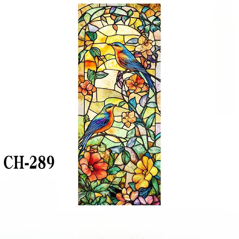 Kleurrijke Statische Raamstickers Retro Bloemen Vogel Stickertjes Verwijderbare Raam Privacy Glas-in-lood Decoratie Folie Voor Huis