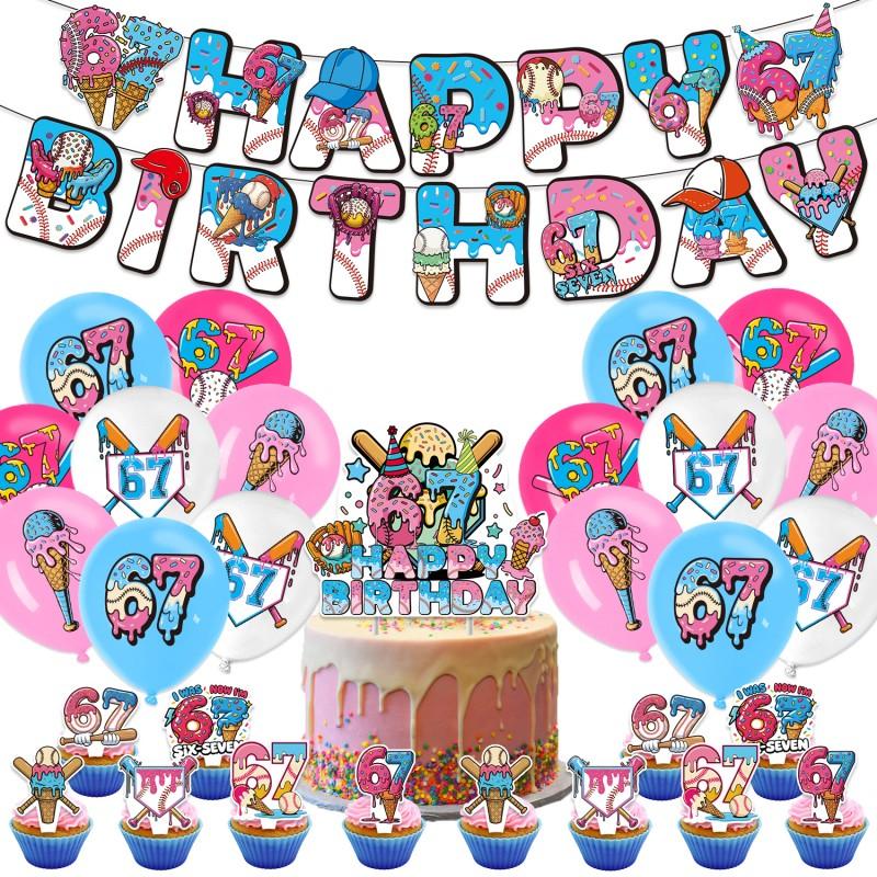 Lustiger Sechs Sieben 67 Geburtstagsballon 67 Motto Party Dekoration Babyparty Ballon Banner Geburtstagsparty Dekoration