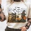 Pattern Womens Ghost Cute Cat Halloween Printed White TShirt Costume Funny 90s Fashion ONeck Casual Regular Top TShirt