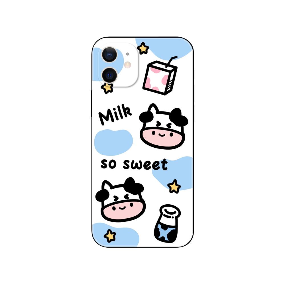 Custodia per telefono mucca da latte a macchie carina per iphone 5 5s 2020se 6 6s 7 8 plus x 10 XR XS 11 12 13 mini pro MAX cover posteriore in tpu nero