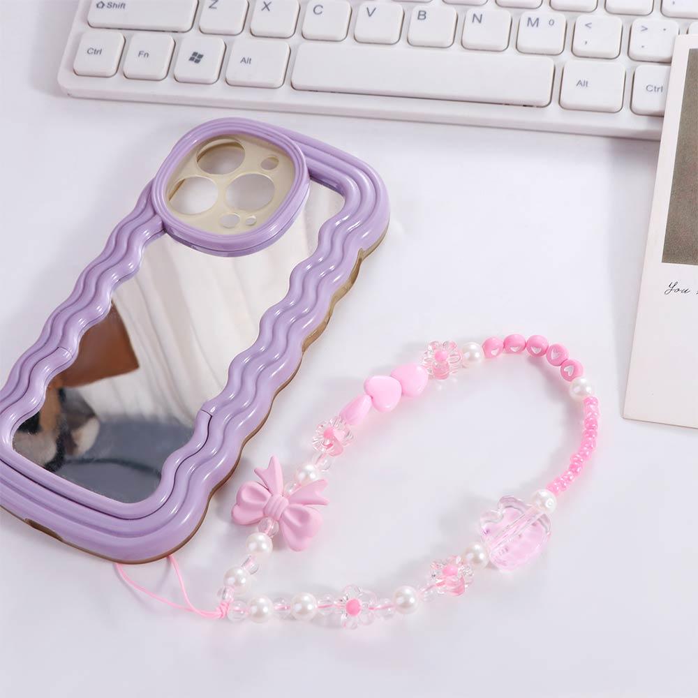 Bowknot Pink Bead Love Bow Pendant Plastic Bowknot Y2K Phone Lanyard  Ornament