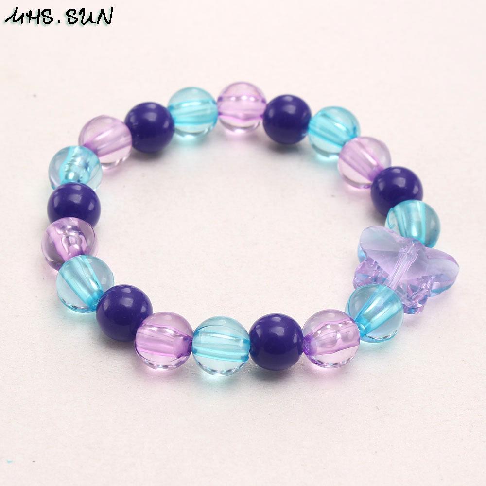 Rainbow Resin Pendant Bead Bracelet for Girls