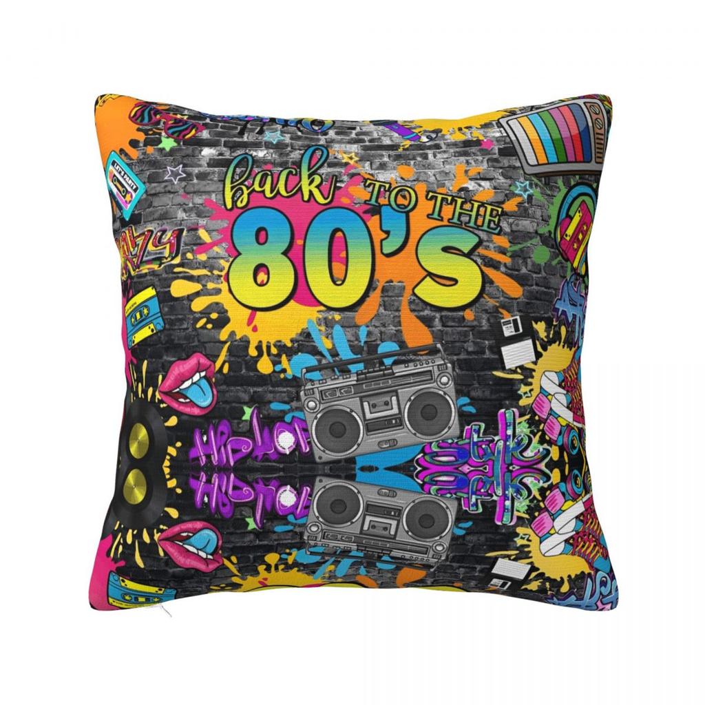 Retro S S Throw Pillow Cover Cushions for Sofa Graffiti Music Awesome Pillowcover Home Decor