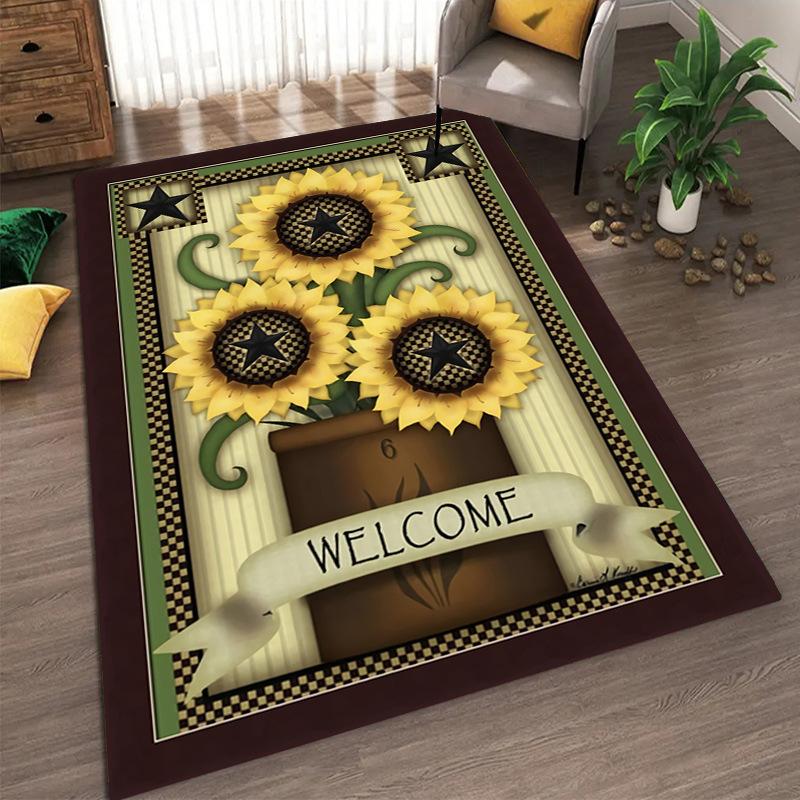 Tapis de Salon Motif Tournesol Résistant à la Saleté et Facile à Entretenir Tapis de Pied Chambre Tapis de Sol Grande Taille