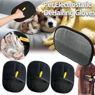 Gants pour enlever les poils d'animaux Sans électricité Statique Brossage Bidirectionnel Outil de Toilettage pour Chien Chat Canapé Tapis Vêtements Nettoyage gant de toilettage