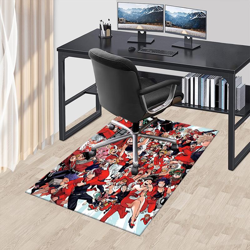 1pc My Hero Academia Chair Mat - Anime Cartoon Design Office Desk Pad, Non-Slip Carpet for Home Decor, Living Room, Bedroom, Game Room, Birthday Gift,