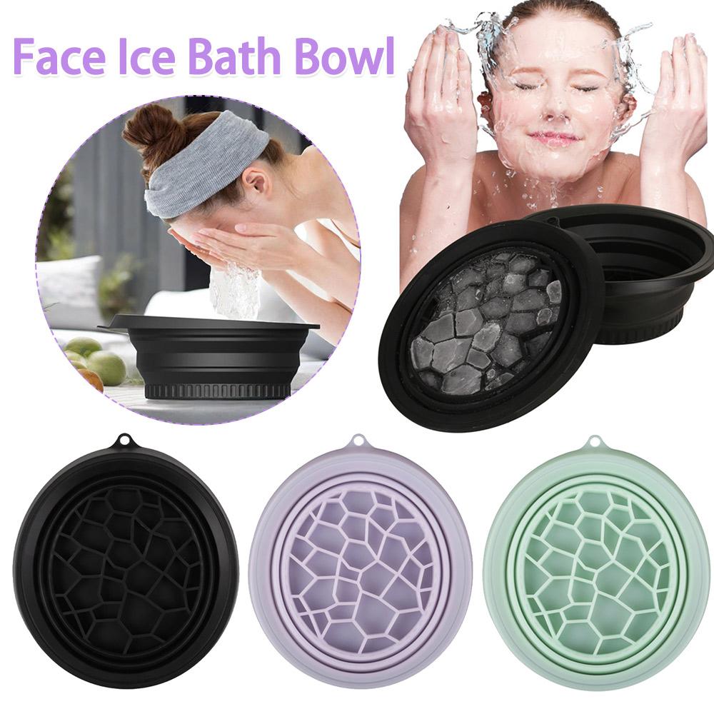 Silicone Folding Ice Facials Basin Portable Spa Tool Collapsible Face Ice Wash Bowl Reusable Cold Plunge Basin for Home