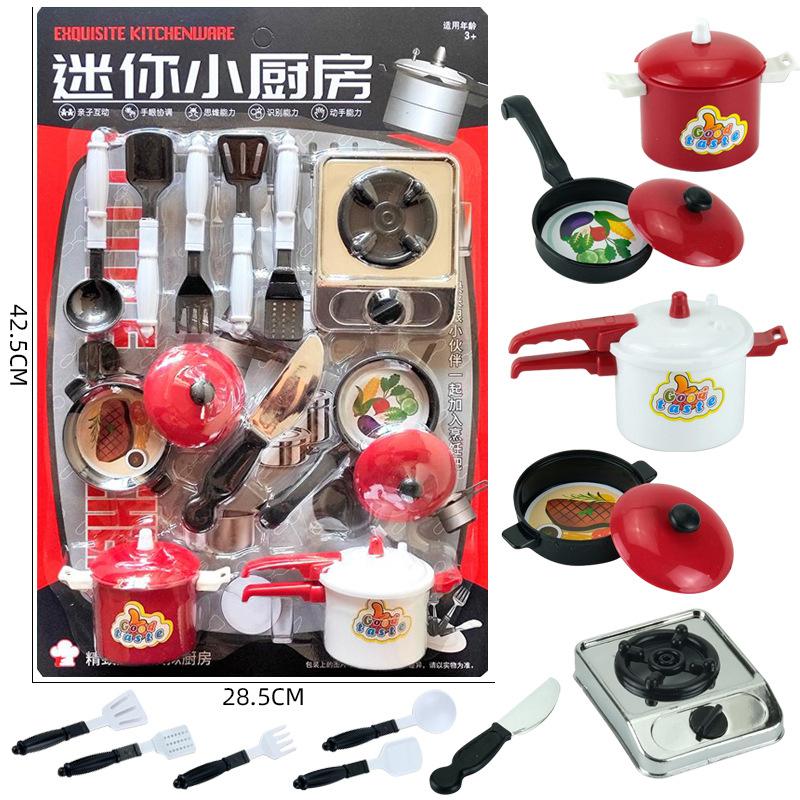 Realistic Mini Kitchen Playset Kids Pretend Cooking Toy Set with Miniature Utensils Educational Role Play Game Gift for Children