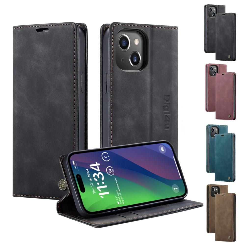 For iPhone 14 Wallet Case Leather Flip Stand Case Cover Card Blue