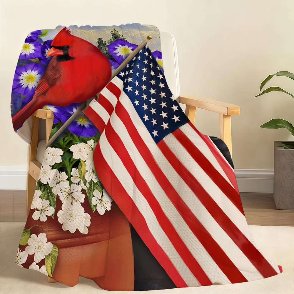 Vibrant Patriotic Cardinal Garden Blanket Soft Throw Blanket for Home Bedroom Bed Sofa Picnic Travel Office Cover Blanket Gift