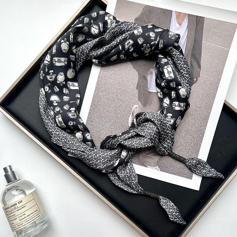 Versatile Simulated Silk Scarf Japanese Student Female Scarf Small Shawl Cute Triangle Scarf Thin