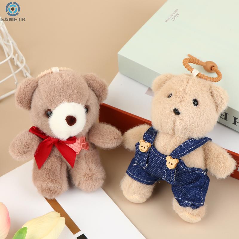 12cm Cute Overalls Bear Bear Plush Pendant Couple Hanging Accessories Cartoon Bear Bag Charm Decor Gift