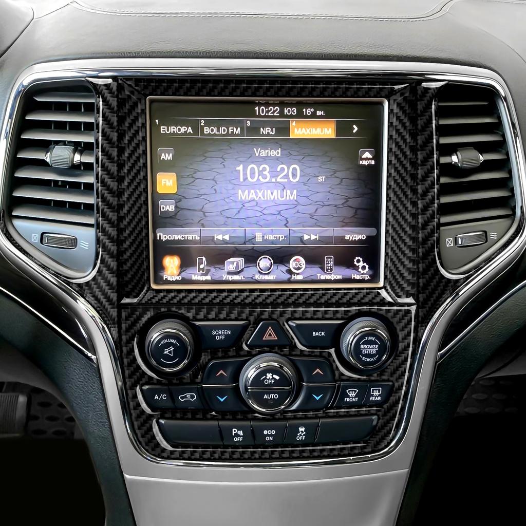 Carbon Fiber for 2011- Jeep Grand Cherokee Accessories Dashboard GPS Navigation CD Cover Center Console