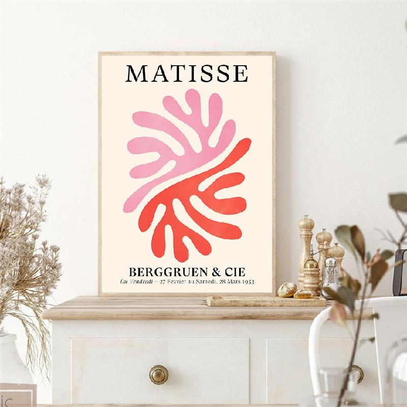 Matisse Poster Coral Leaves Flowers Abstract Plant Canvas Painting Nordic Room Wall Art Prints Picture For Hoom Decoration