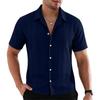 Men's Knit Short Sleeve Shirt with Collar, Color, Breathable Lace