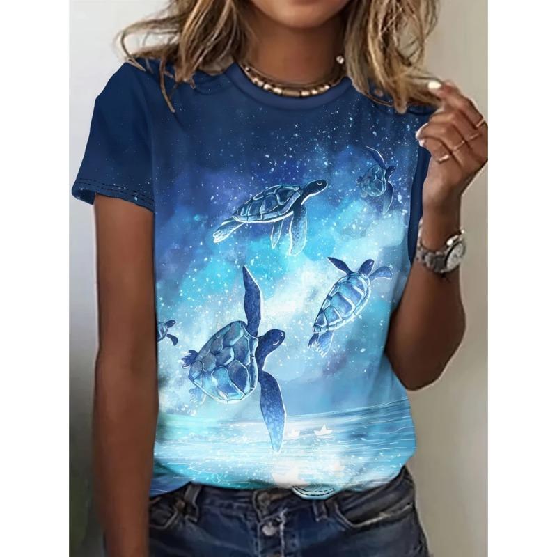 Women's T-Shirts Cartoon Characters Cute Pattern 3d Print Tshirt Funny Cartoon Animal Casual Short Sleeve O Neck Female Clothing