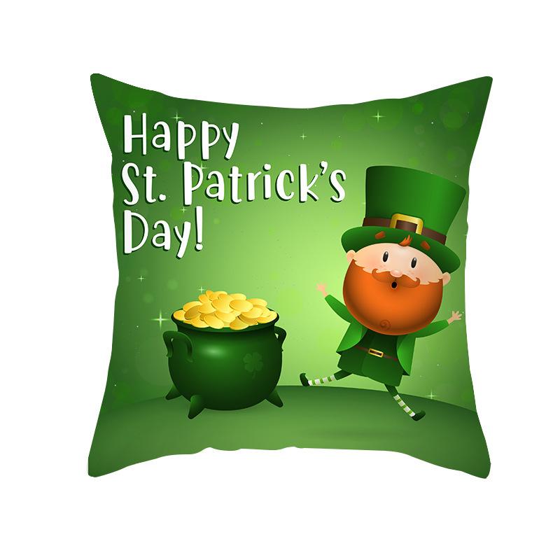 St. Patrick's Pillowcase Home Sofa Peach Leather Velvet Printed Cushion Cover Ireland National Day Cushion Cover