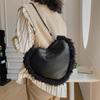 Fashion Heart-Shaped Fake Fur Bag Leopard Print Shoulder Bag Ladies Pu Fur Plush Stitching Ladies Messenger Bag Chain Armpit Bag