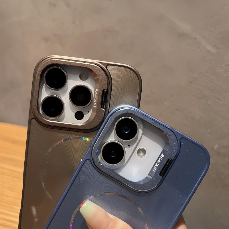 Metal Lens Bracket Glitter Aurora Magnetic Case for For Iphone 16 1 14 13 12 11 Pro Max For Wireless Charging Cover