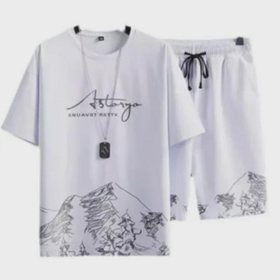 Herrset med ultratunn isilke, snabbtorkande, för sport: T-shirt med korta ärmar & 5-ficksshorts