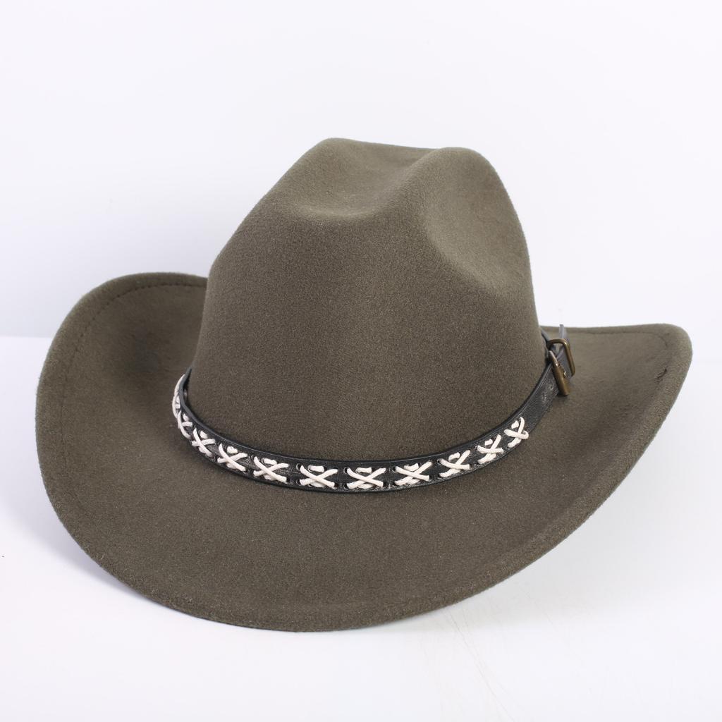 Popular European and American Fashion OL Style One-word Cowboy Hat Men's and Women's High-end Top Hat Jazz Hat Felt Hat