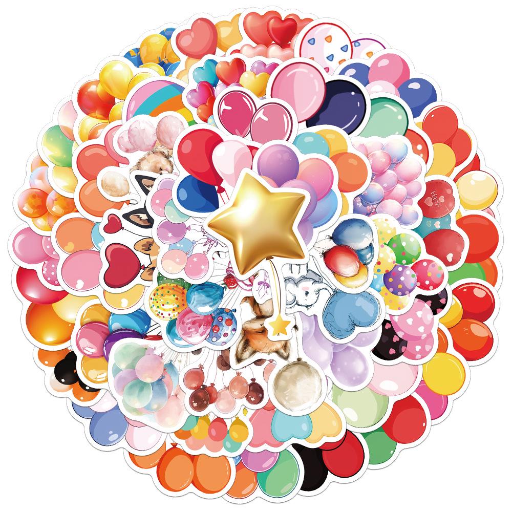 50-Pack Creative Festival Balloons Cartoon Stickers for DIY Phone Cases & Laptops