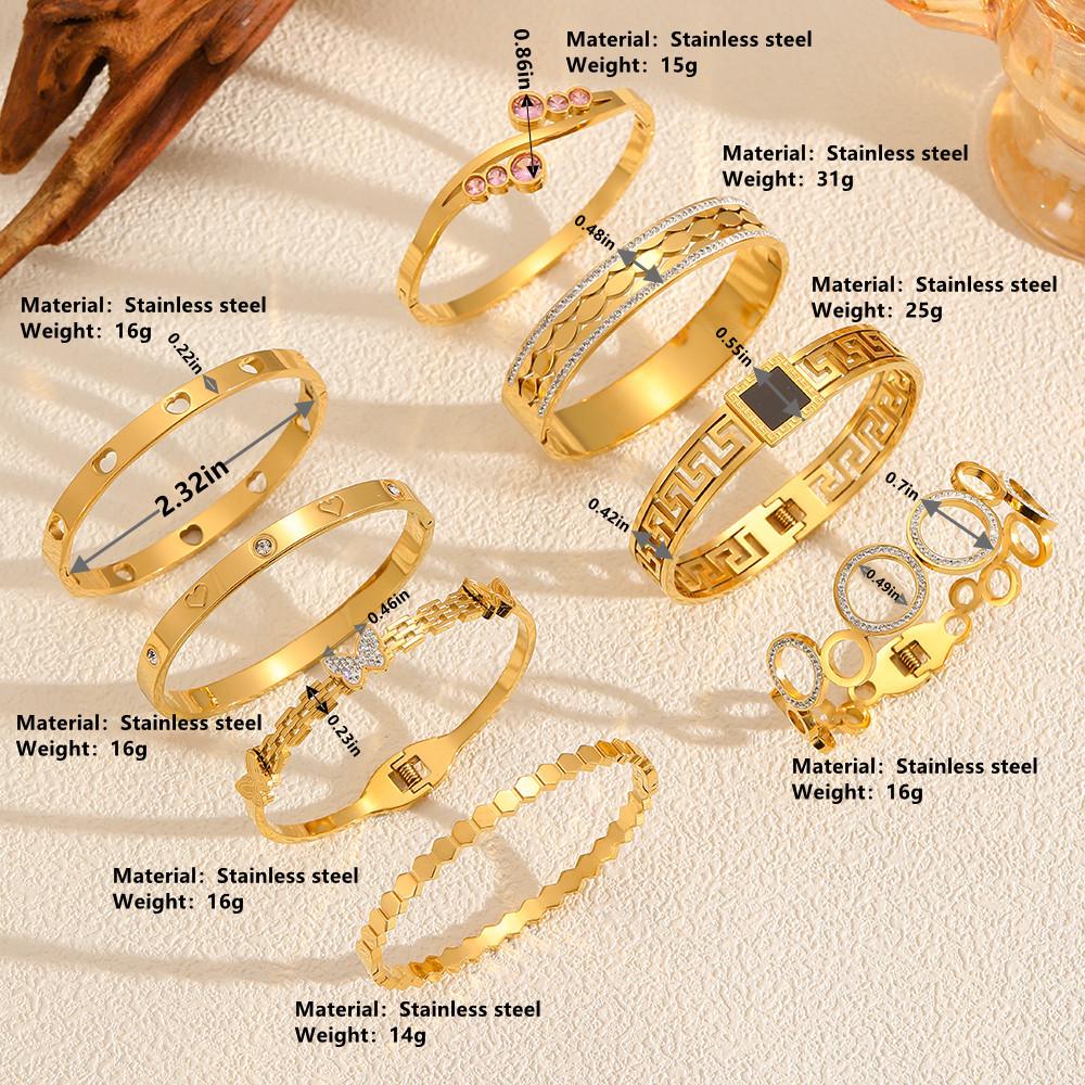 Bracelet Papillon Ondulé de Luxe en Acier Titane avec Diamants pour Femmes – Placage 18K