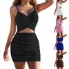 Women's Dress Pleated Sexy Hollow Dress Color Party Night Dress