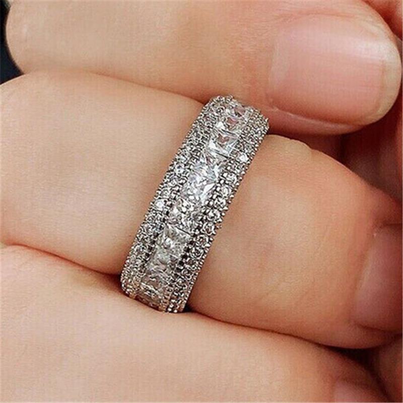 Square Cubic Zirconia Crystalline Rings Fashionable Jewelry Women Nuptial Wedding Occasion Engagement Event Party Event Luxurious Accessories