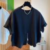 Women Summer Design Zipper Loose T-shirts Streetwear Casual Simple O-neck Korean Style Students