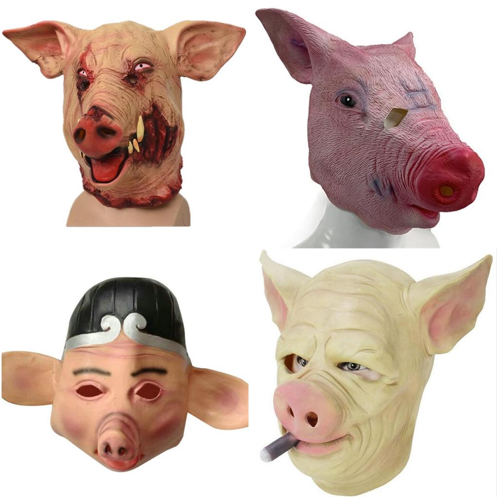 Pig Head Mask Cartoon Latex Humorous Halloween Prop For Cosplay And Party