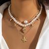 Collana da Spiaggia Perline Collana Perle Finte Stella Marina Conchiglia Retrò Vacanza Resina