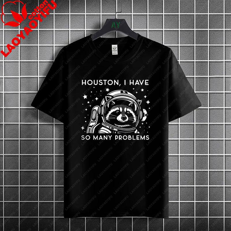 Funny Raccoon Astronaut Space Pattern Graphic Tshirt 100 Cotton Short Sleeve Fashion Casual Tshirt Perfect For Outdoor Wear