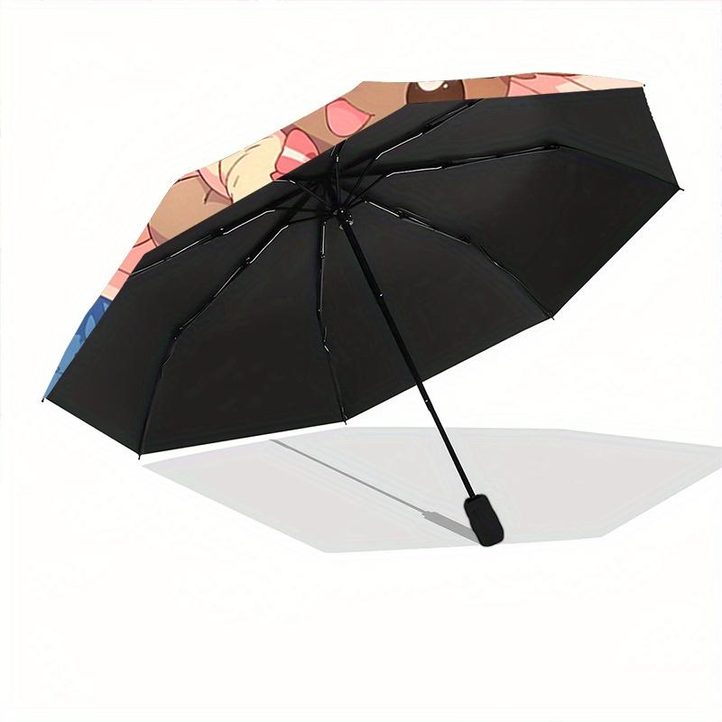 1pc Pikachu & Eevee Cute Automatic Folding Umbrella - Portable 3-Fold Design with 8 Iron Ribs, Outdoor, for Fans, Travelers, Daily Use, Festive G