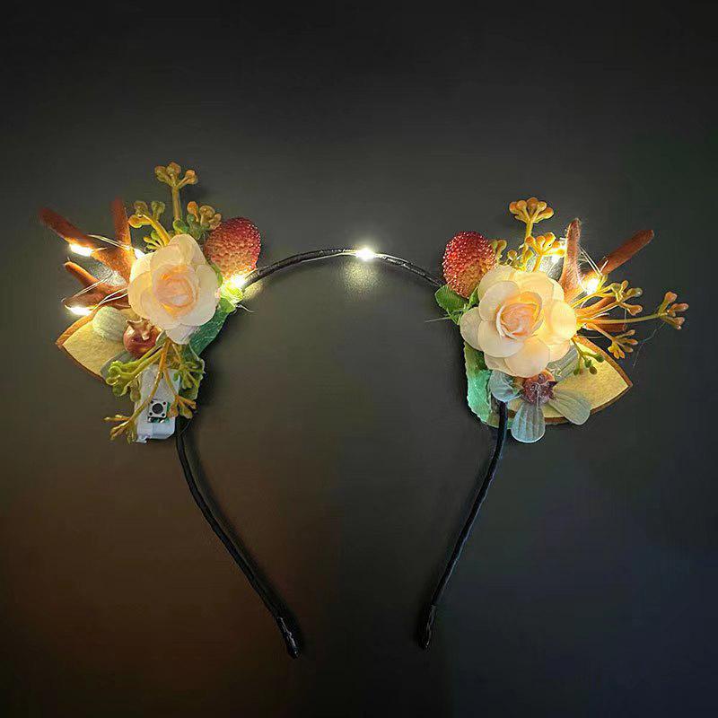 Led Christmas Headband Creative Reindeer Antlers Glow Headwear Christmas Party Cosplay Hair Accessories 2026 New Year Kid Gift