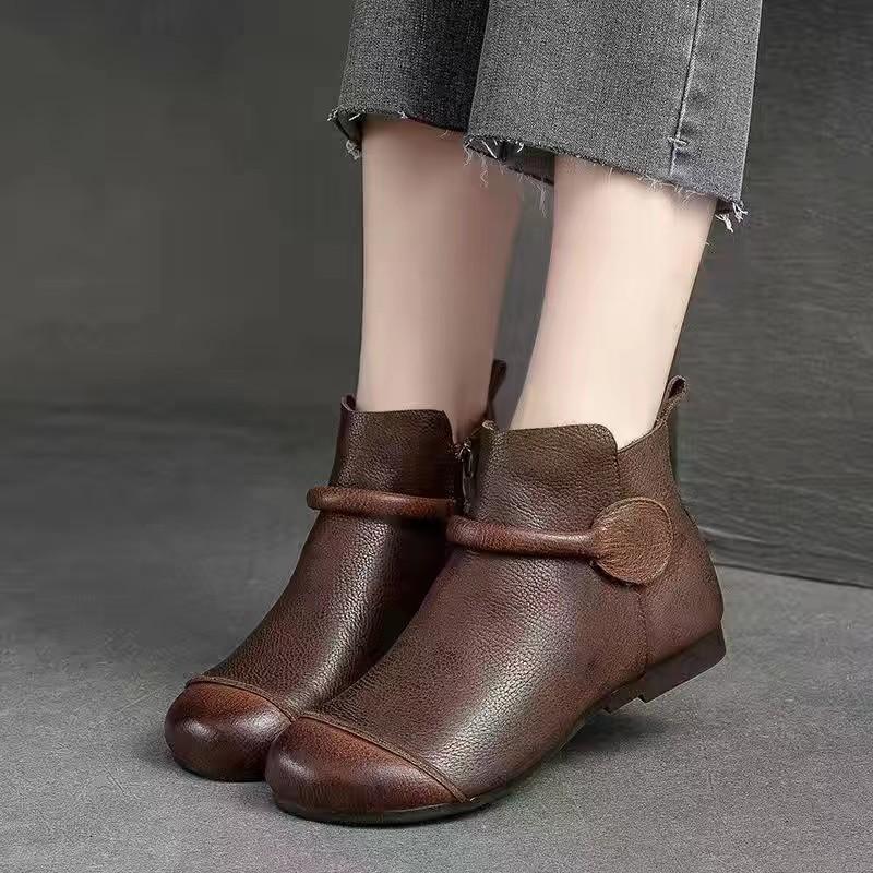 Arrivée Nouveauté Automne 2025: Bottes de cheville à semelles épaisses et souples confortables à semelles en caoutchouc pour femmes Chaussures simples pour femmes Chaussures décontractées pour femmes d'âge moyen et âgées