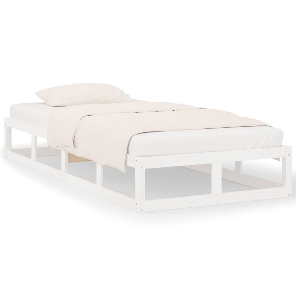 Solid Wood Bed White 90 X 200 Cm