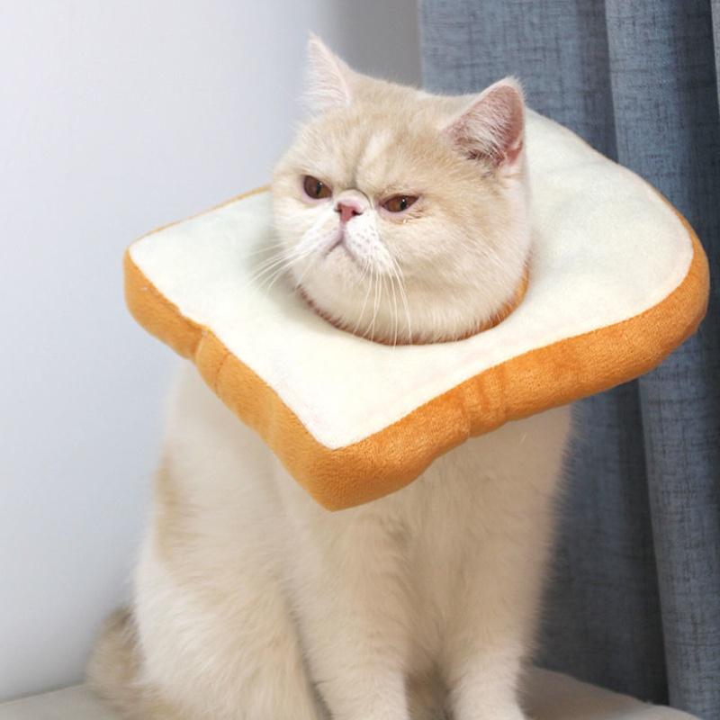 Verstellbarer Toastbrot-Elisabethkragen für Katzen und Hunde, niedliches Cartoon-Design